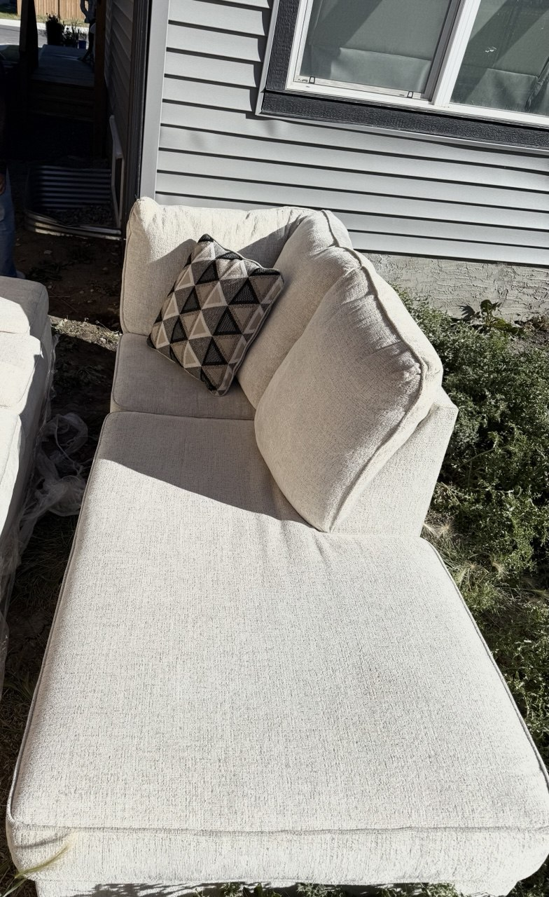 Beige Sectional Sofa with Chaise Lounge