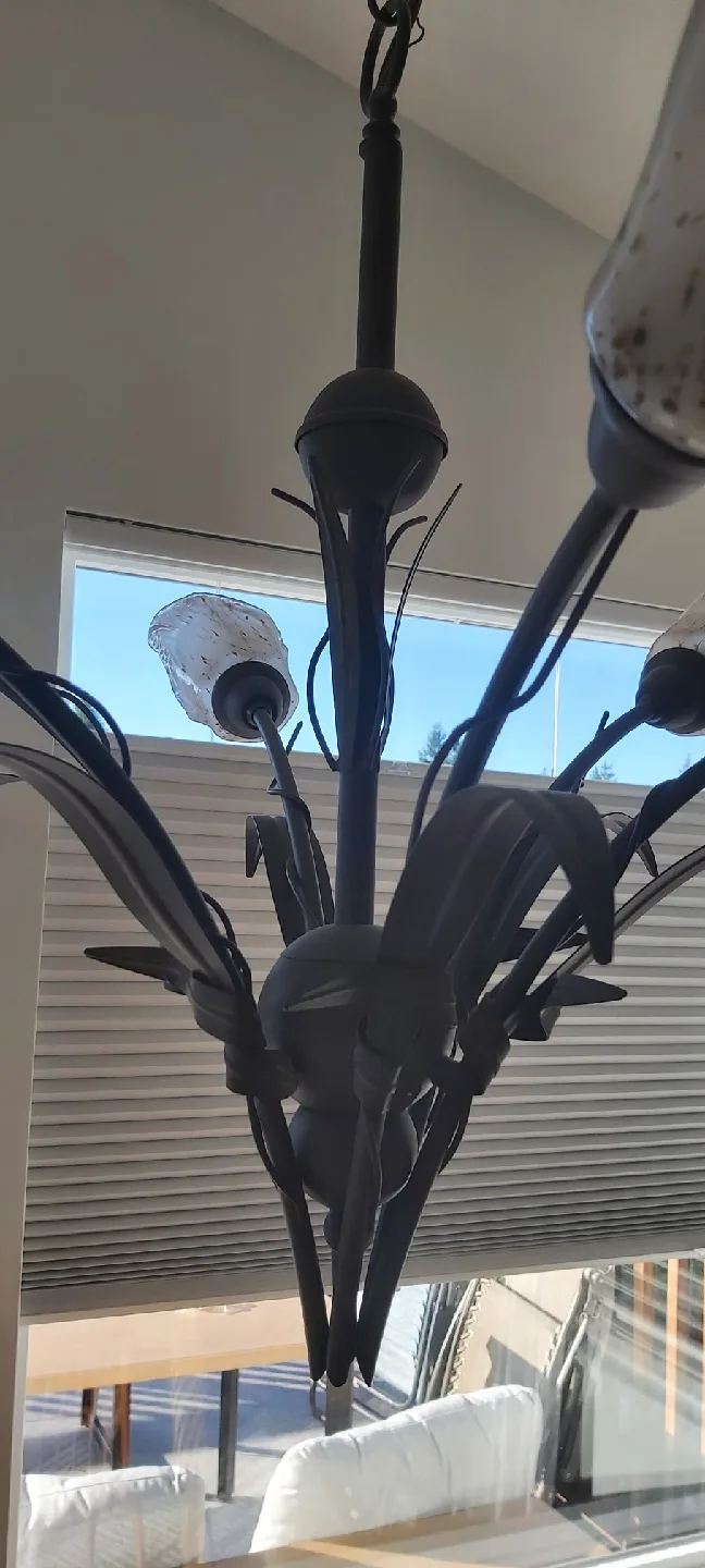 Wrought Iron Chandelier with Floral Shades image indicator(2)