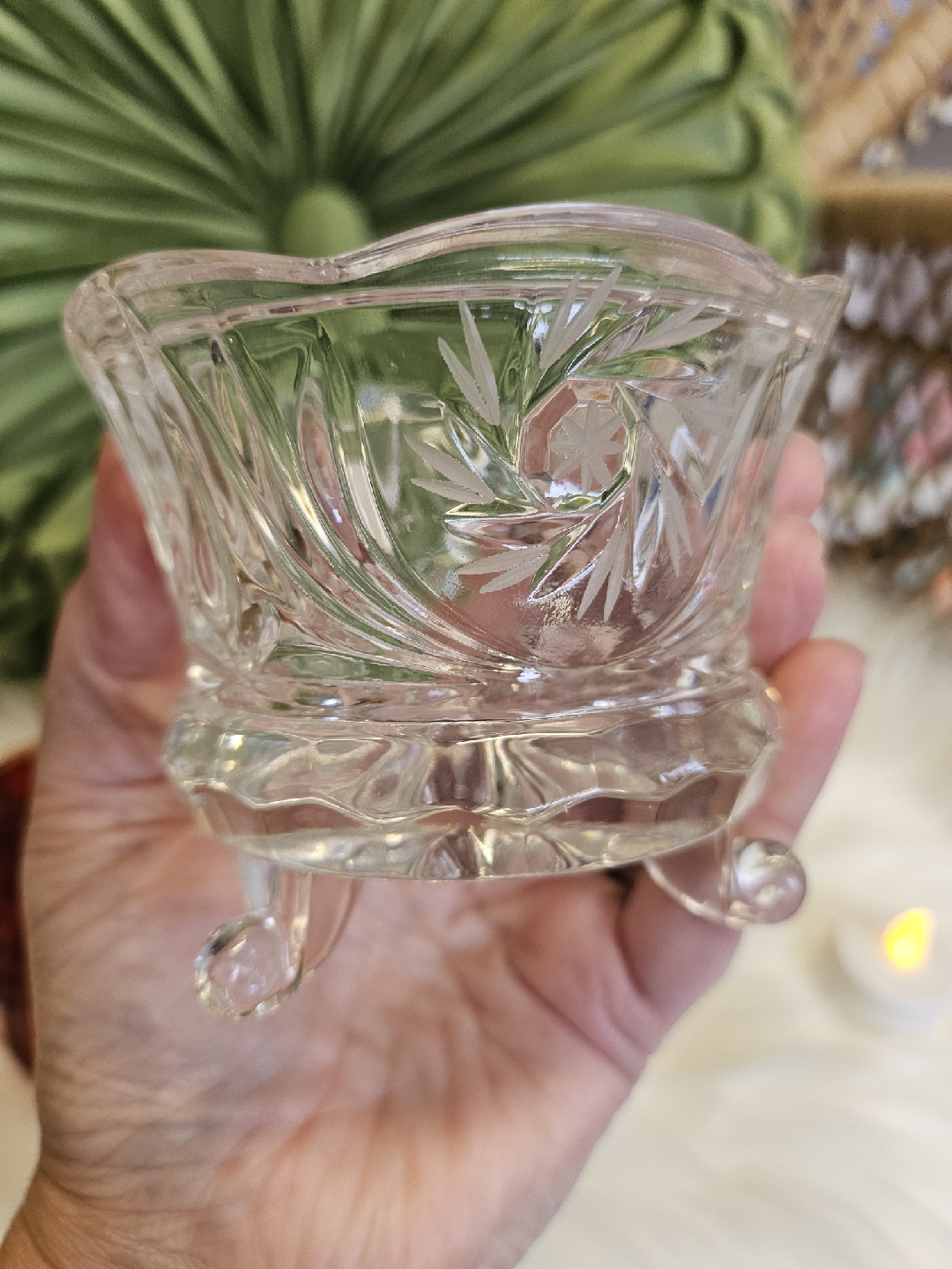 vintage Red and clear fairy lamp Glass Candle Holder - photo 5