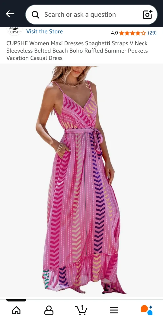New CUPSHE Women's Maxi Dress - Beach Boho Style thumbnail