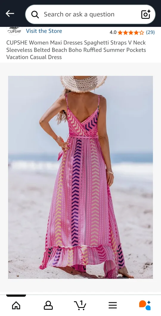 New CUPSHE Women's Maxi Dress - Beach Boho Style image indicator(2)