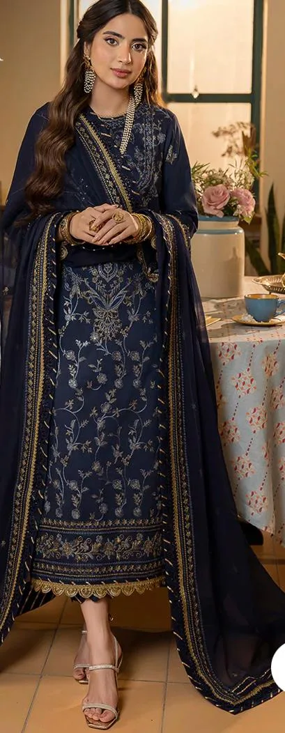 Embroidered Navy Blue Salwar Kameez image indicator(2)
