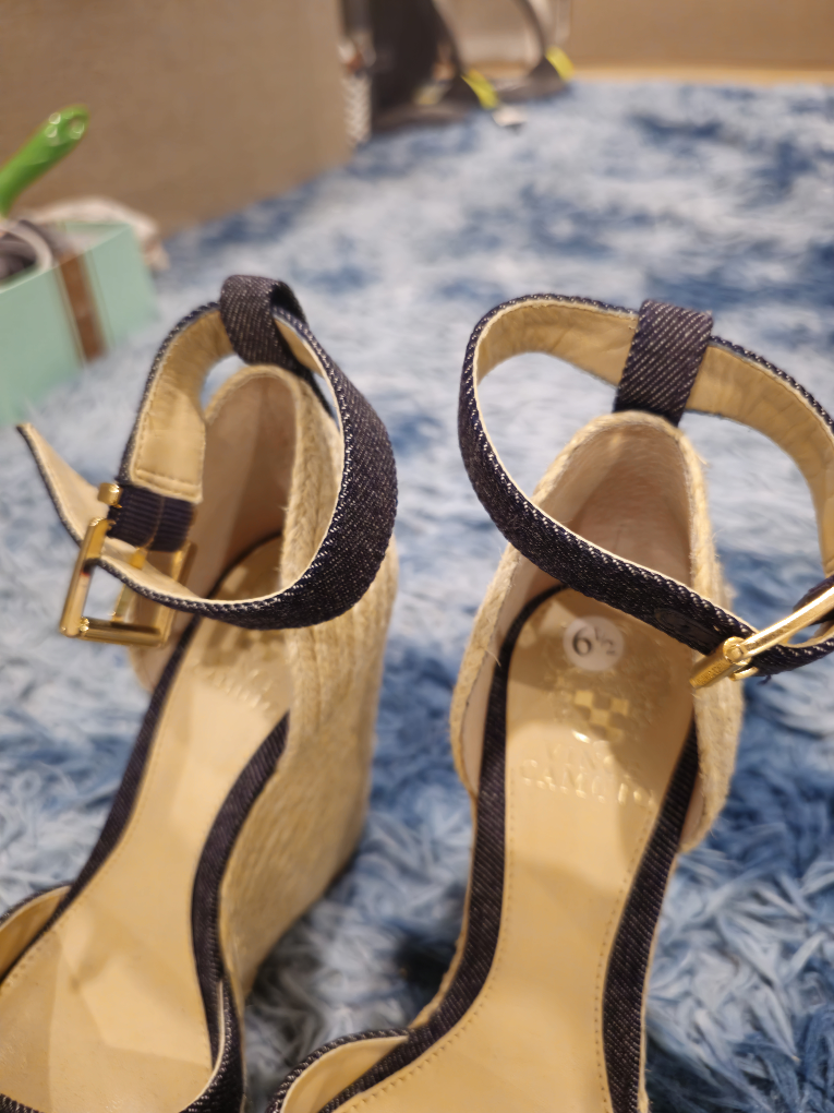 Vince Camuto Denim Wedge Sandals - Size 6.5 - photo 2