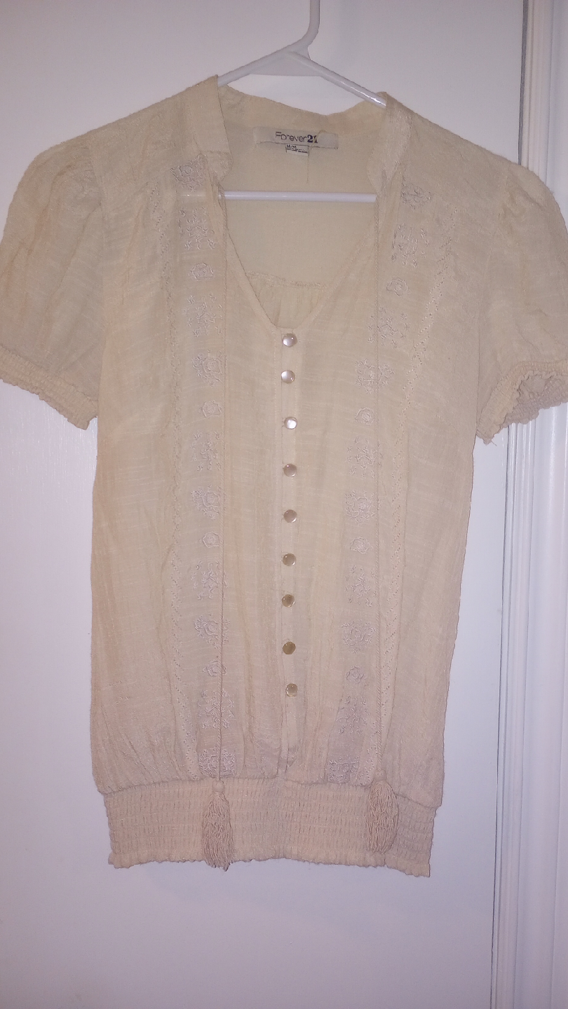 Forever 21 Cream Blouse - Size M