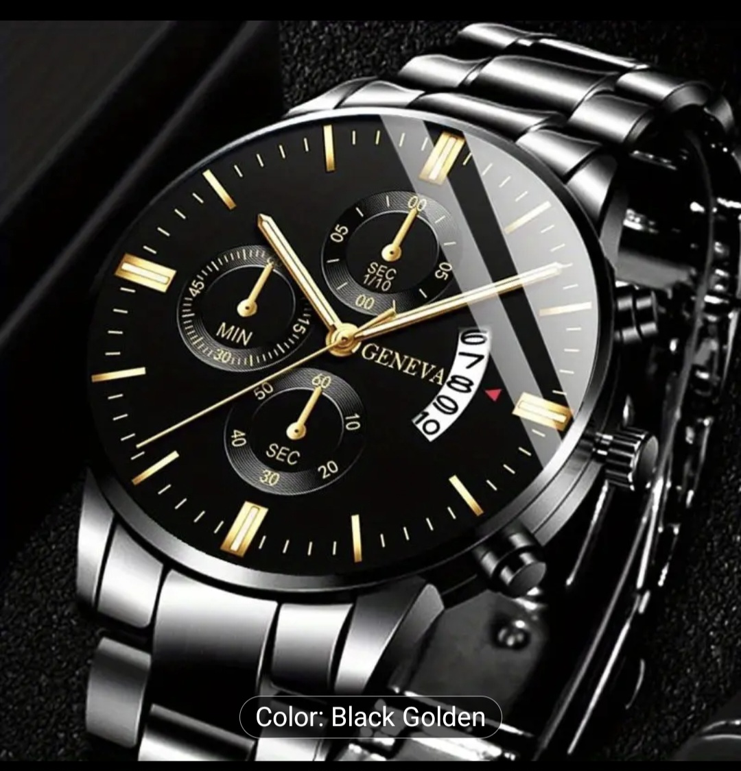 Geneva Black & Golden Watch