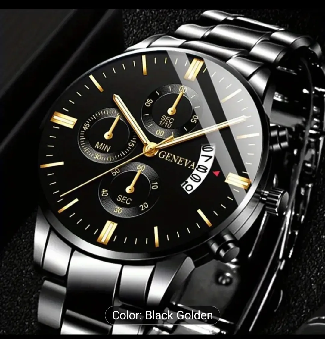 Geneva Black & Golden Watch