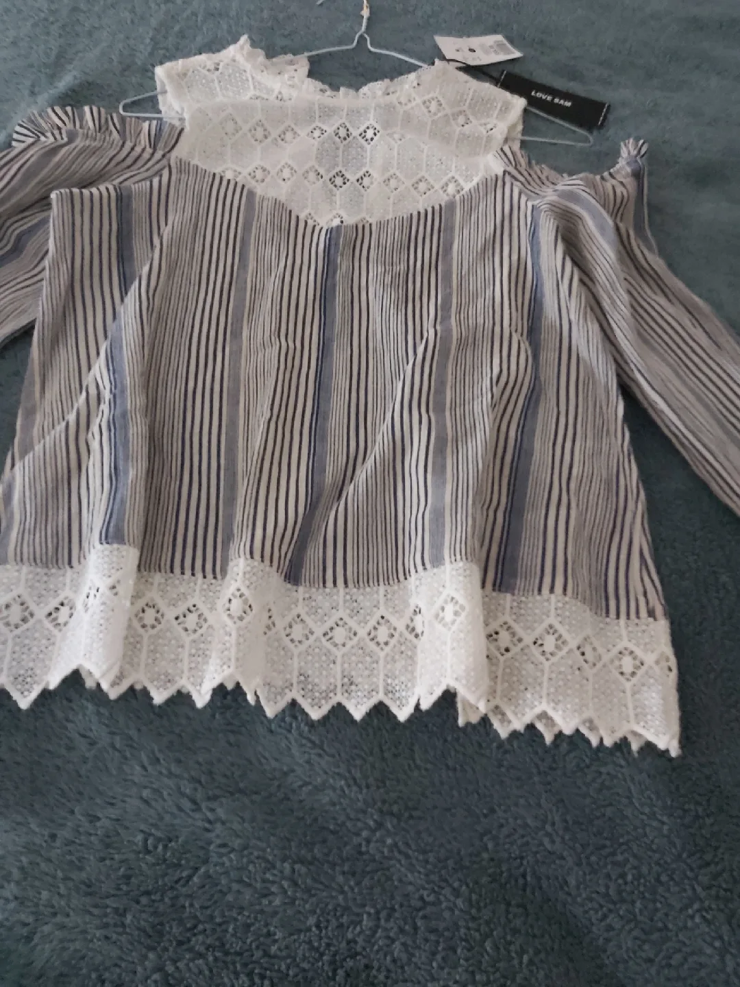 Love Sam Striped Lace Blouse image indicator(2)
