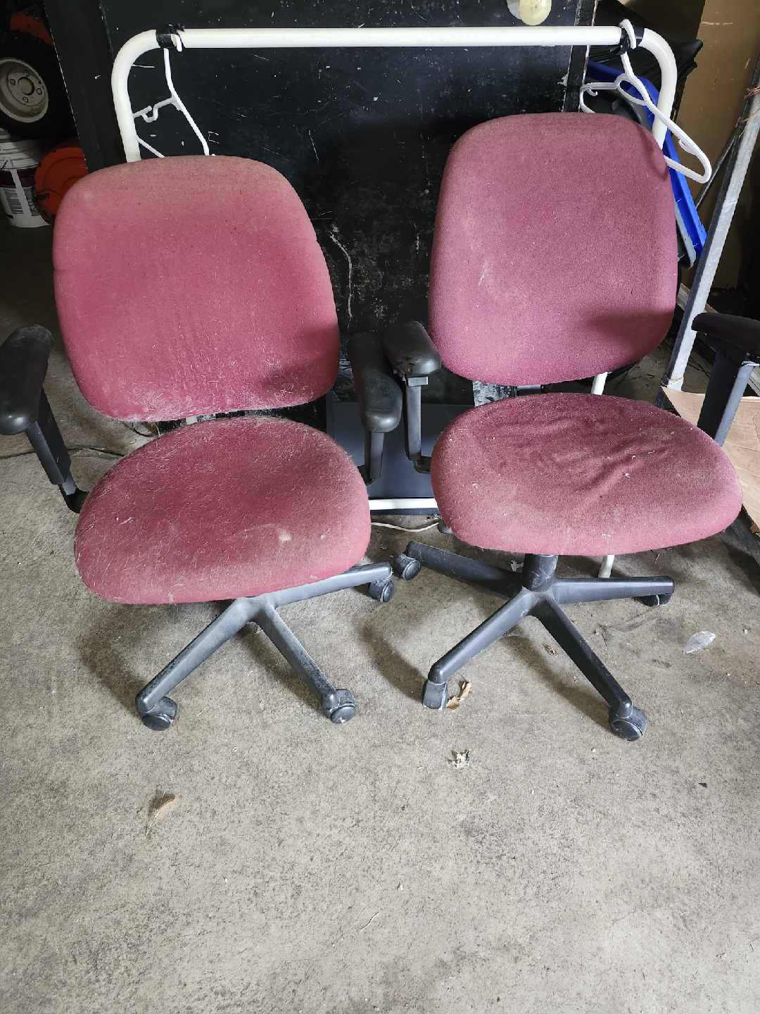 Pair of Used Office Chairs - Burgundy