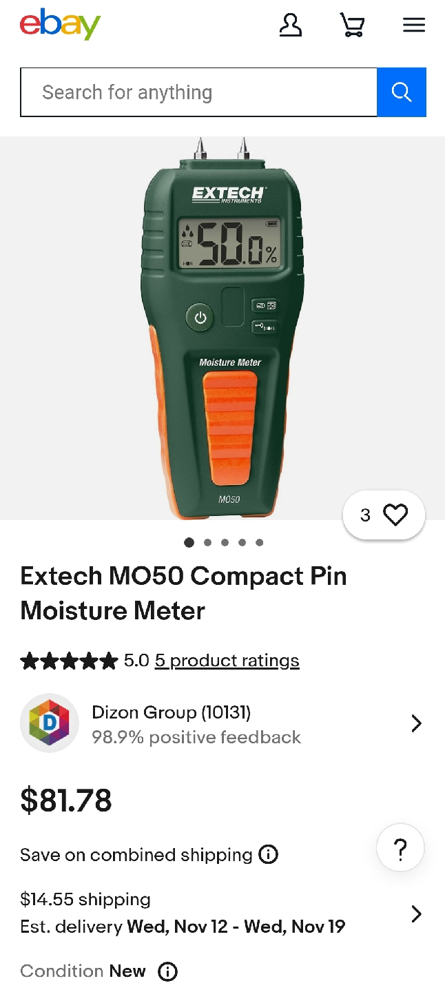 Extech MO50 Compact Pin Moisture Meter - New - photo 3