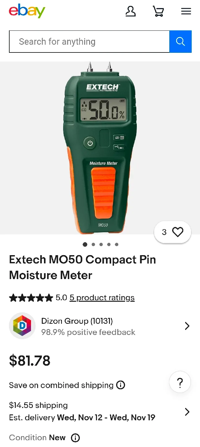 Extech MO50 Compact Pin Moisture Meter - New image indicator(3)