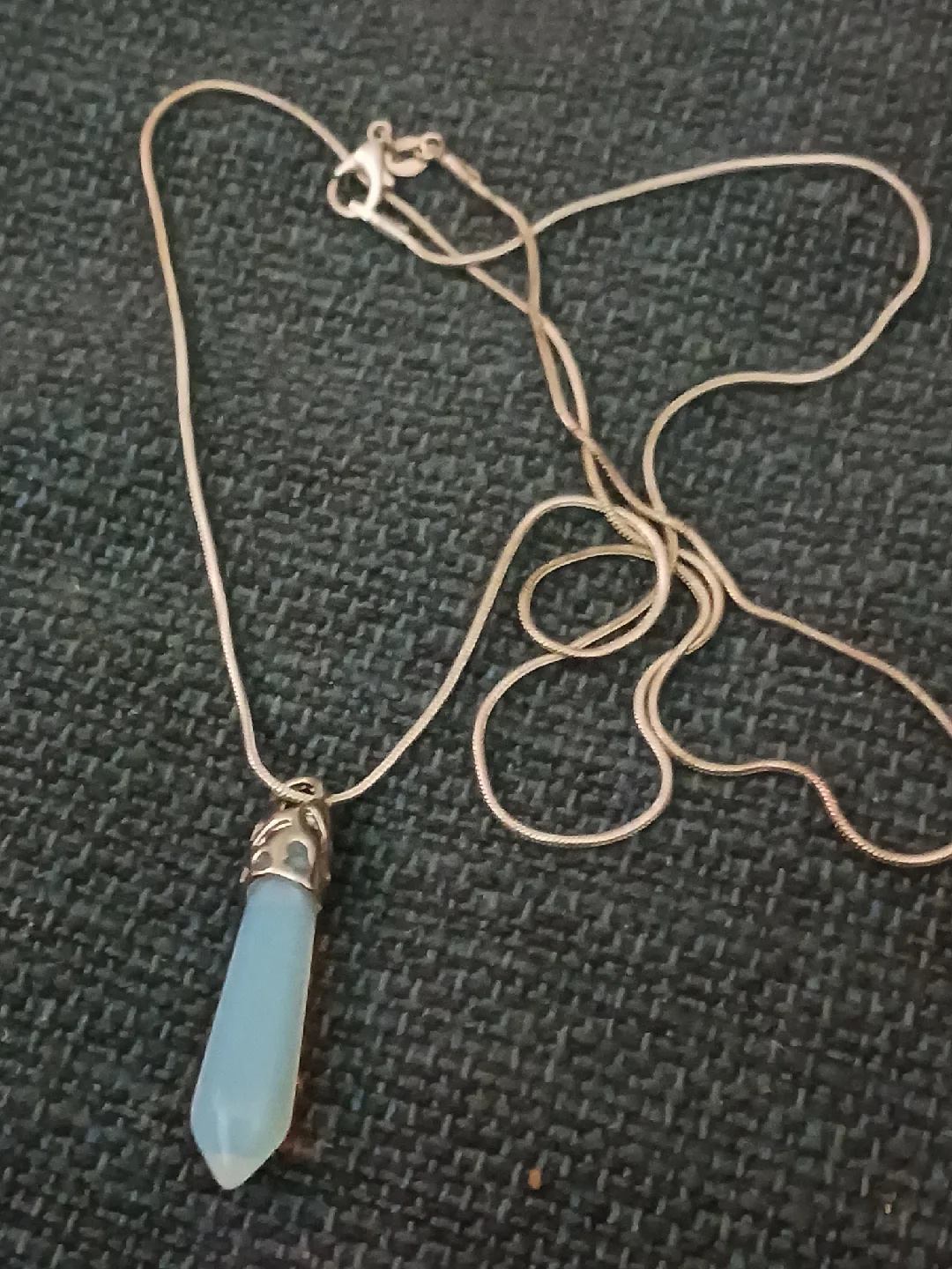 Crystal Point Pendant Necklace - Light Blue thumbnail
