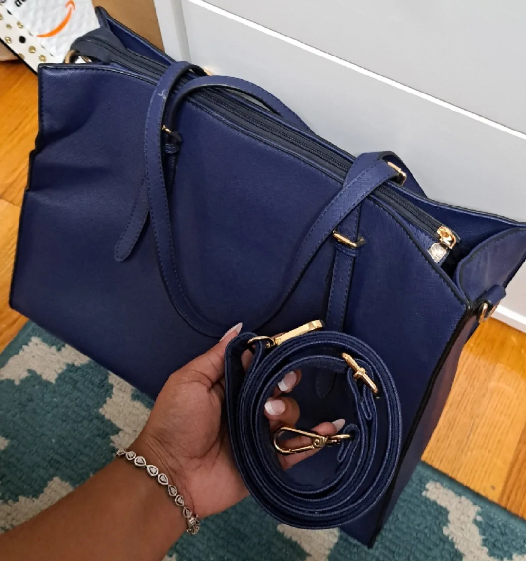 Huge Blue Tote Bag with Shoulder Strap image indicator(5)