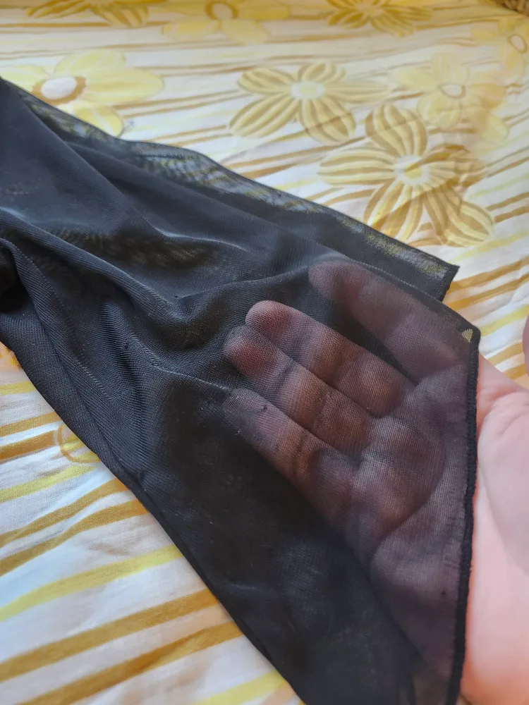 Black babydoll mesh top with rhinestone detailing image indicator(5)