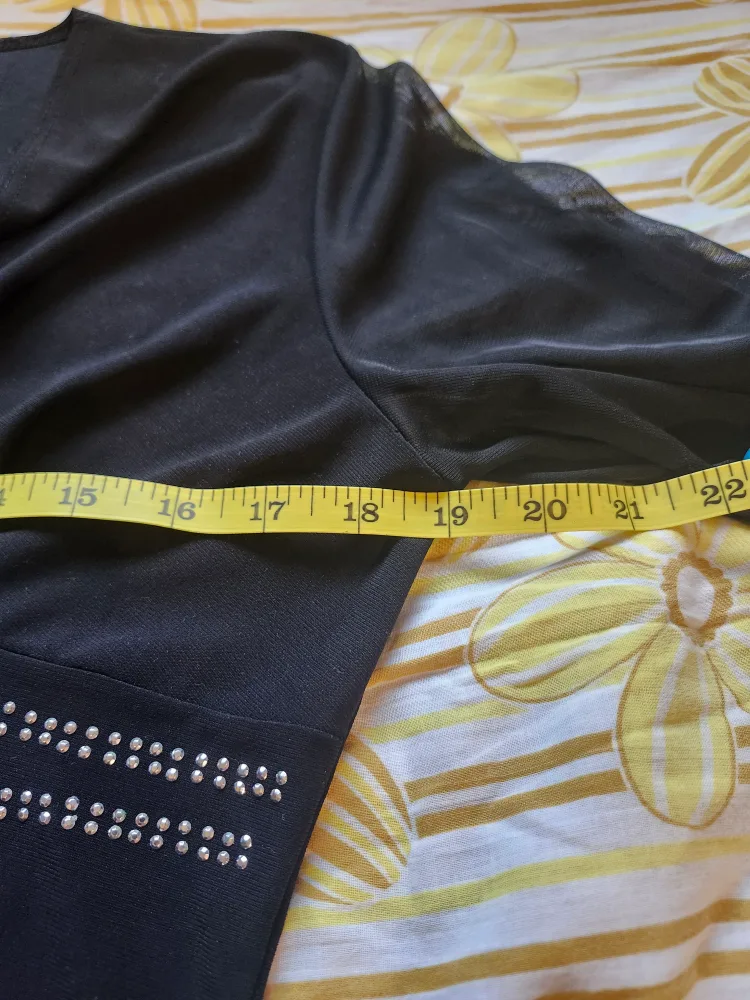 Black babydoll mesh top with rhinestone detailing image indicator(6)