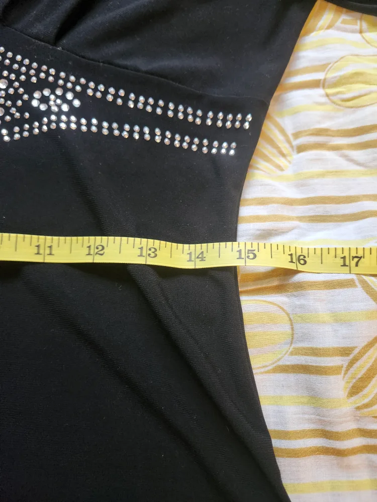 Black babydoll mesh top with rhinestone detailing image indicator(7)