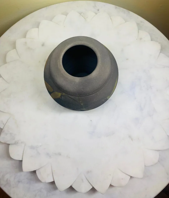 Handmade Ceramic Vase with Bamboo Design image indicator(5)