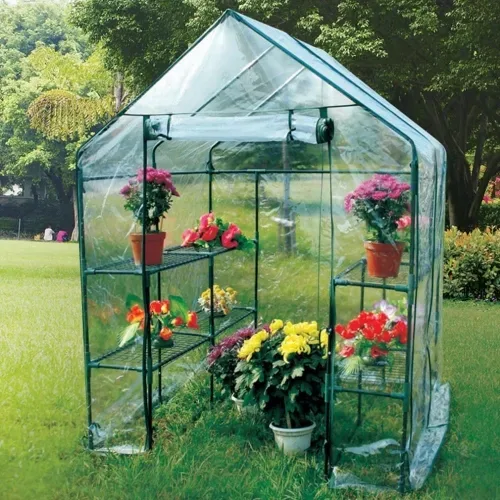 Portable Greenhouse with Shelves 56.5x56.5x76 in image indicator(4)