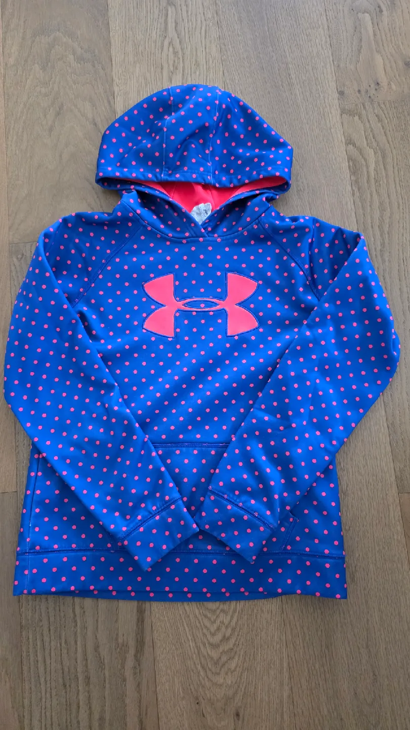 Under Armour YLG Girls' Hoodie - Blue with Pink Dots thumbnail