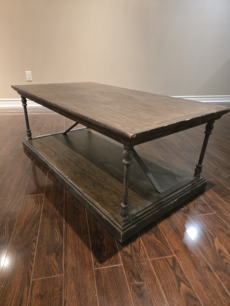Wooden Coffee Table with Shelf - photo 2