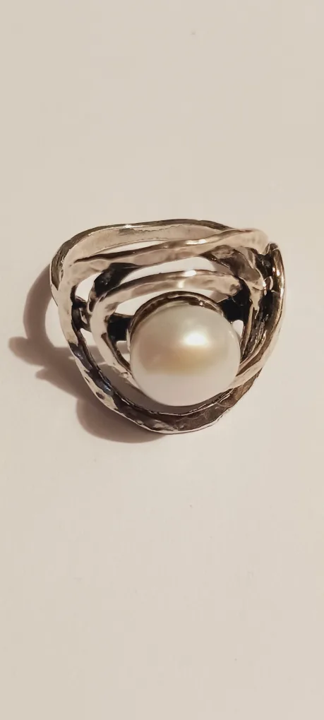 New !!  NOA ZUMAN ISRAELSterling Silver 925 Pearl Ring.9. thumbnail