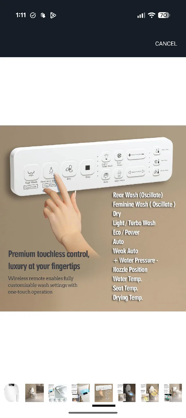 WLJBDET Smart Bidet Toilet Seat image indicator(5)