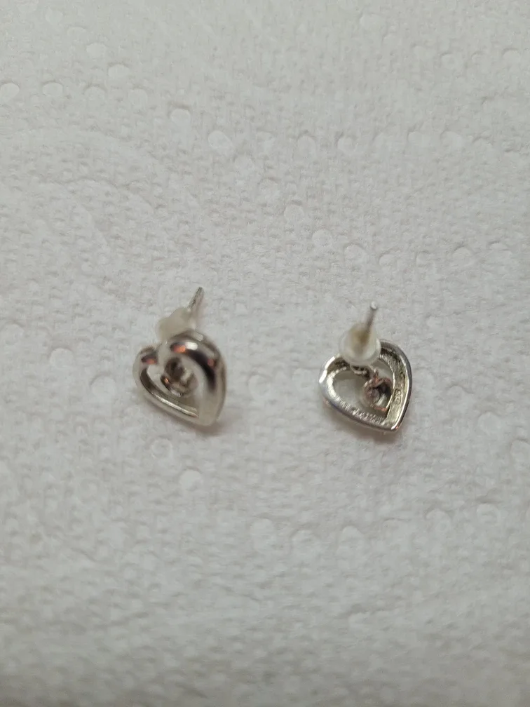 Heart silver earrings image indicator(3)