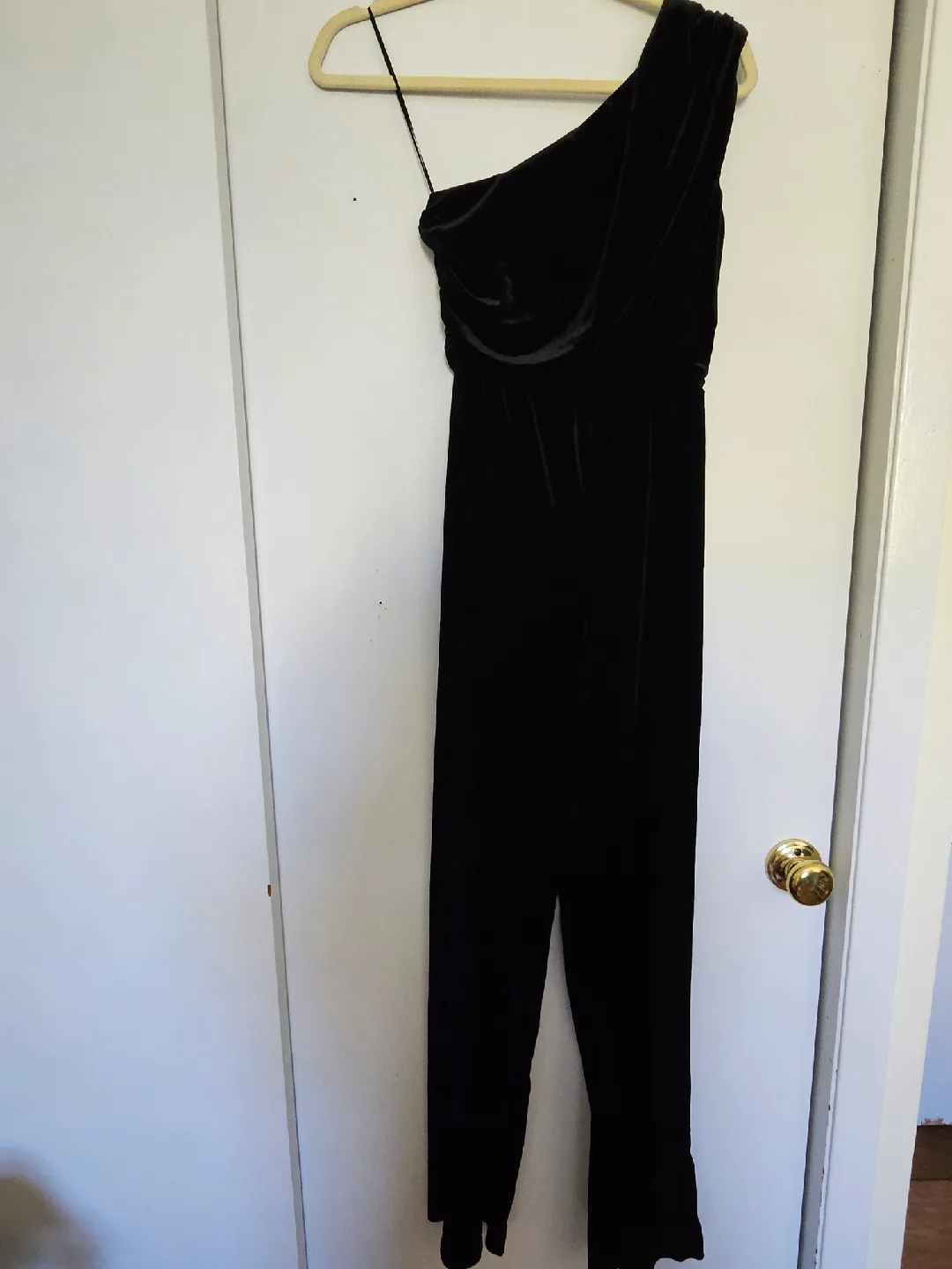 Express Black Velvet Jumpsuit - Size XS thumbnail