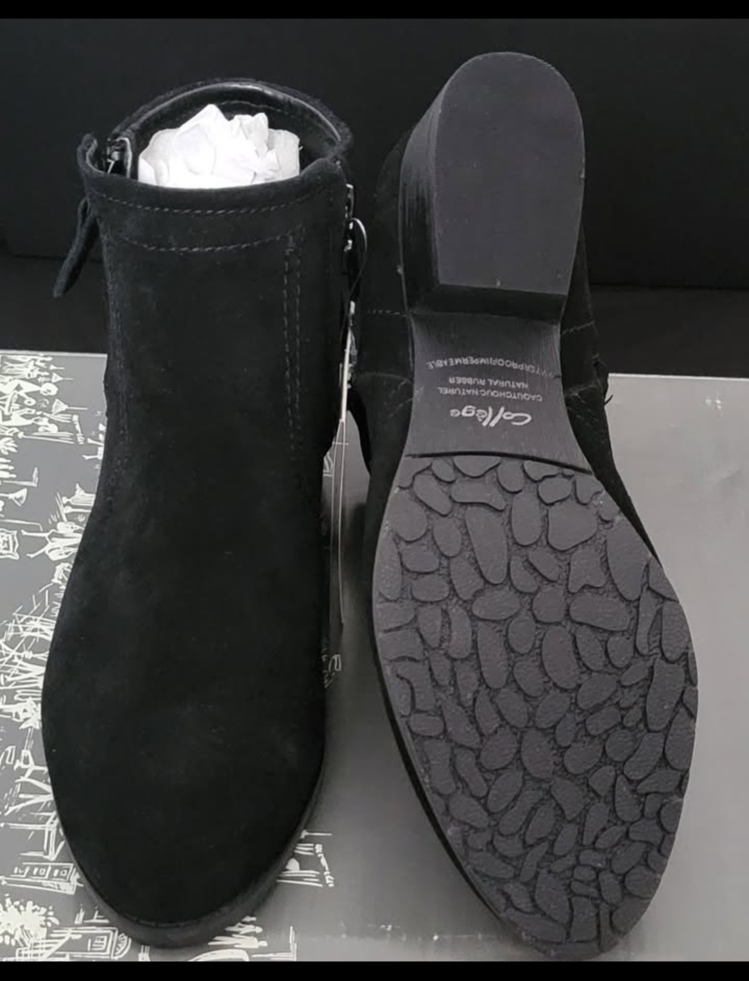 College Style Black Suede Ankle Boots - photo 4
