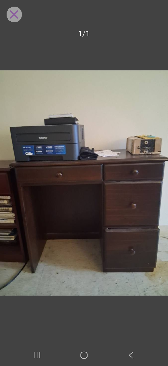 Brown Wooden Desk with Drawers