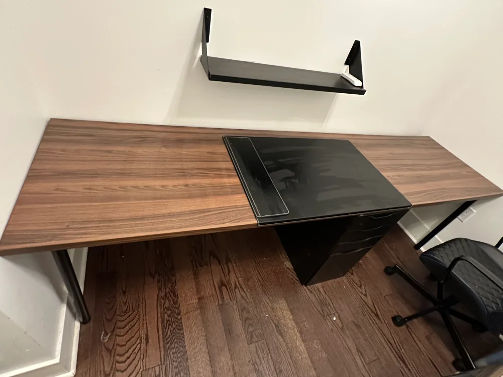 IKEA desk - Black with brown top thumbnail