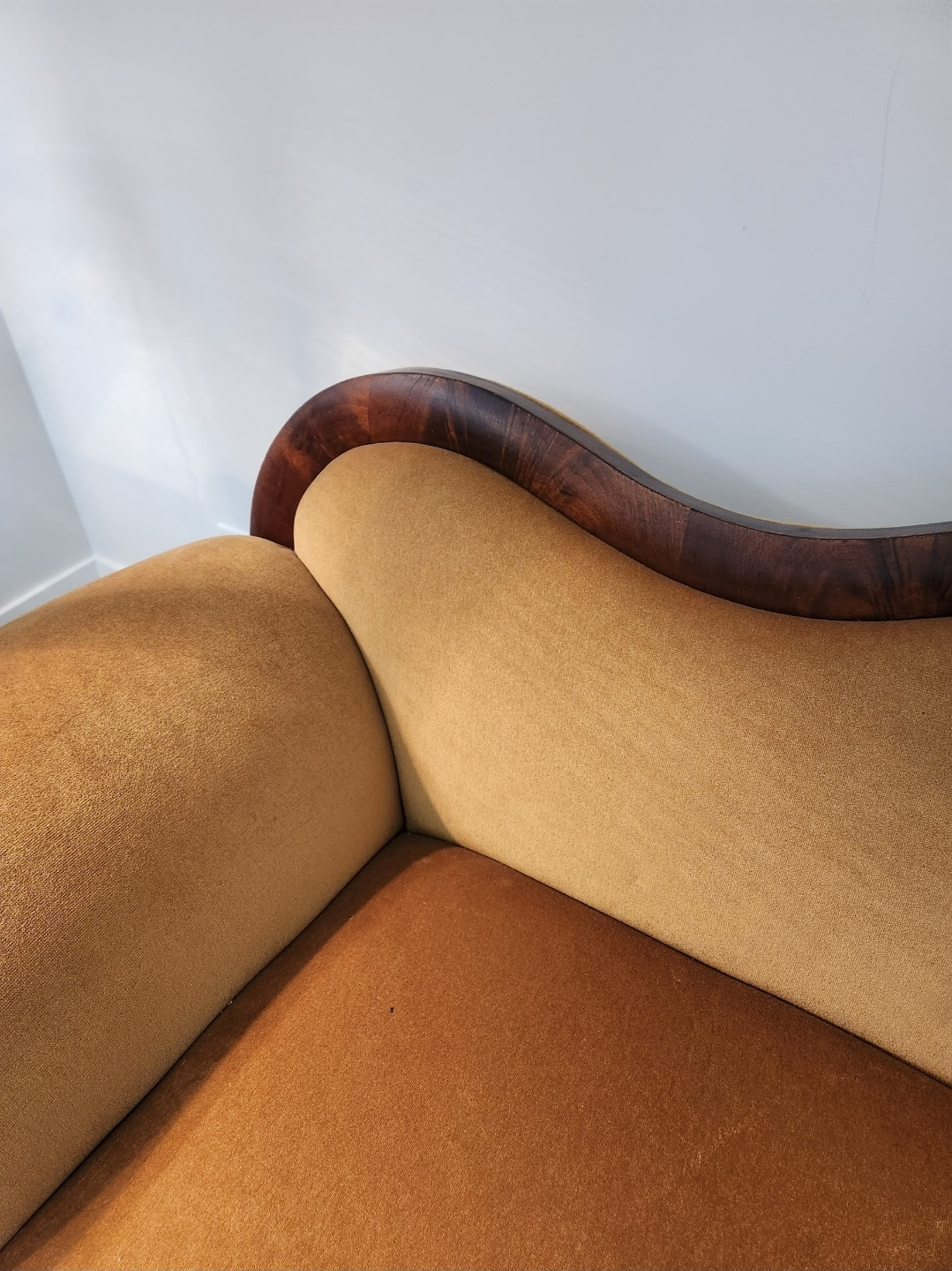 Victorian Carved Wood Sofa with Velvet Upholstery - photo 2