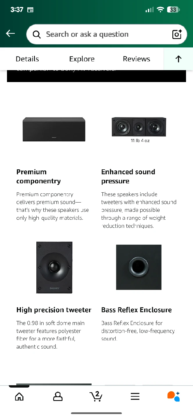 Sony SS-CS8 Center Channel Speaker - photo 2
