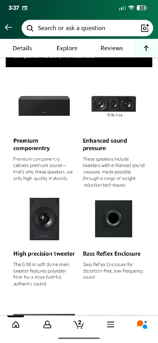 Sony SS-CS8 Center Channel Speaker image indicator(2)