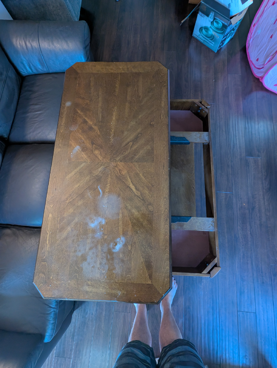 Wooden Lift Top Coffee Table + Matching Side Table - photo 3
