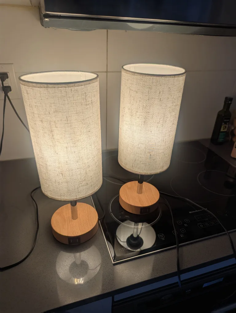 Set of 2 USB Bedside Lamps 💡 image indicator(2)