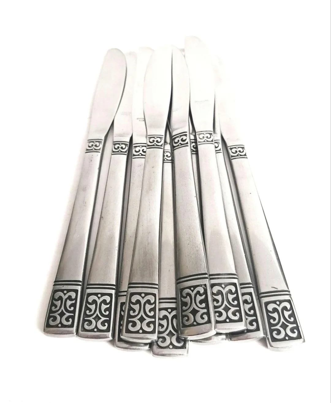 Retro Stainless Steel Flatware ~ Dinner Knife Set of Ten image indicator(3)