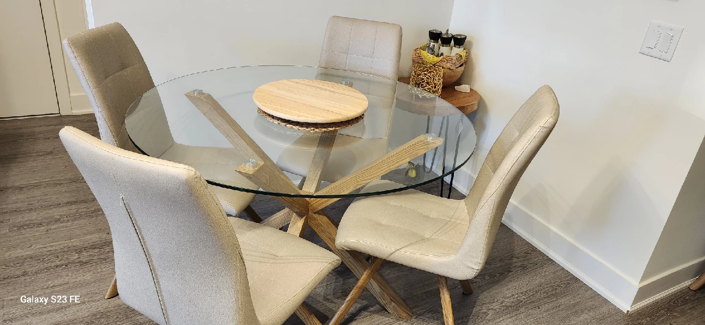 Glass Round Dining Table with 4 Chairs - photo 4