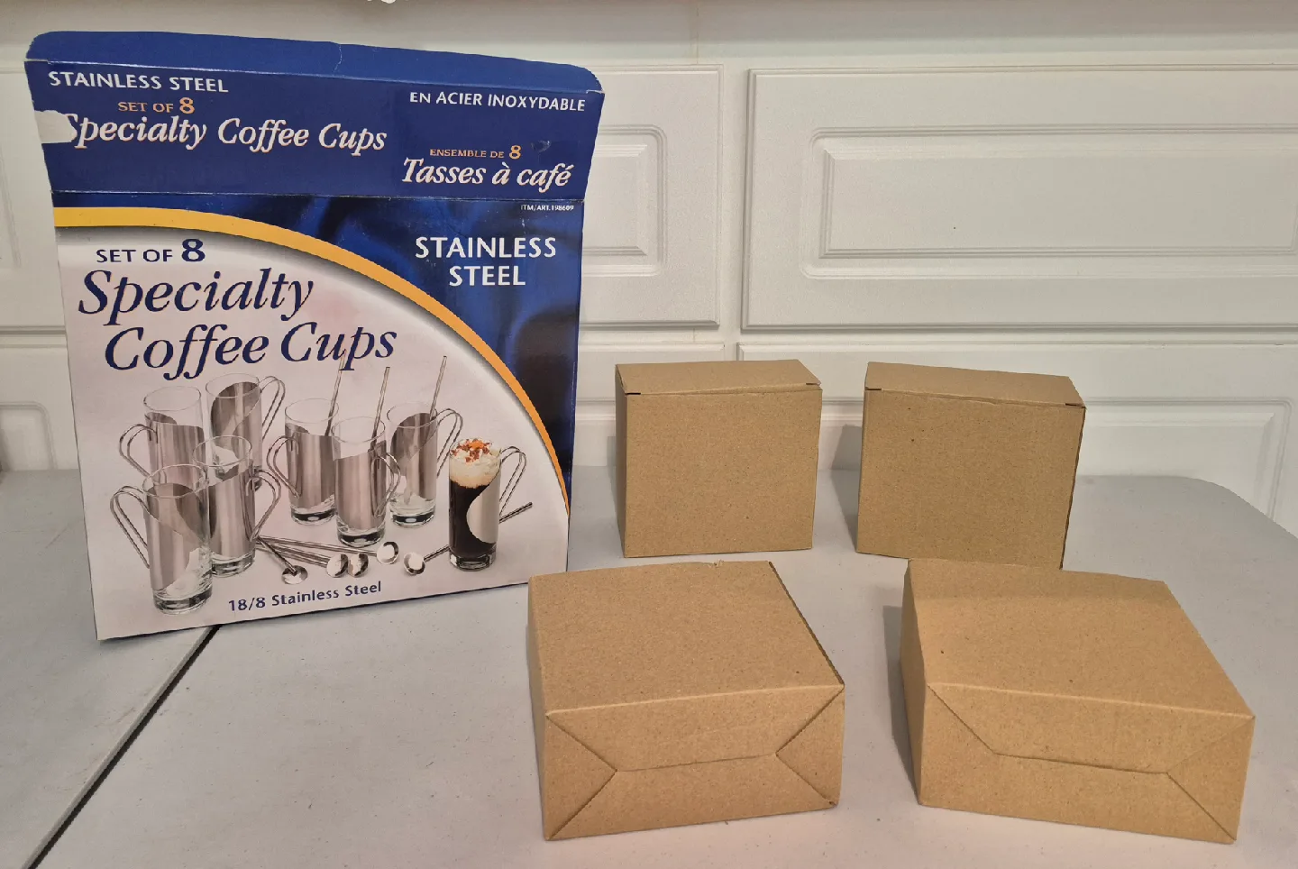 Set of 8 Stainless Steel Specialty Coffee Cups with Spoons image indicator(2)