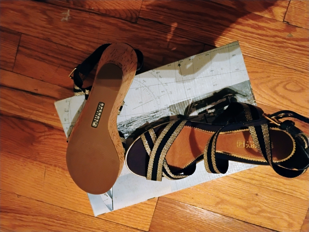 Sperry Navy & Gold Wedge Sandals - photo 3