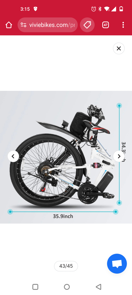 VIVI Electric Folding Bike - 21 Speed Shifters - photo 2