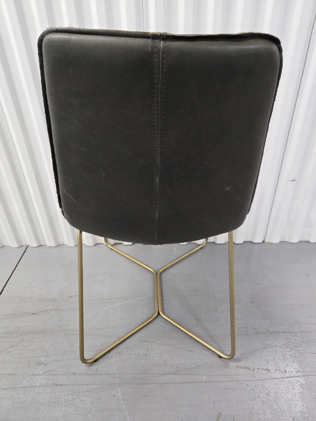 Gray Leather Dining Chair with Gold Legs - photo 3
