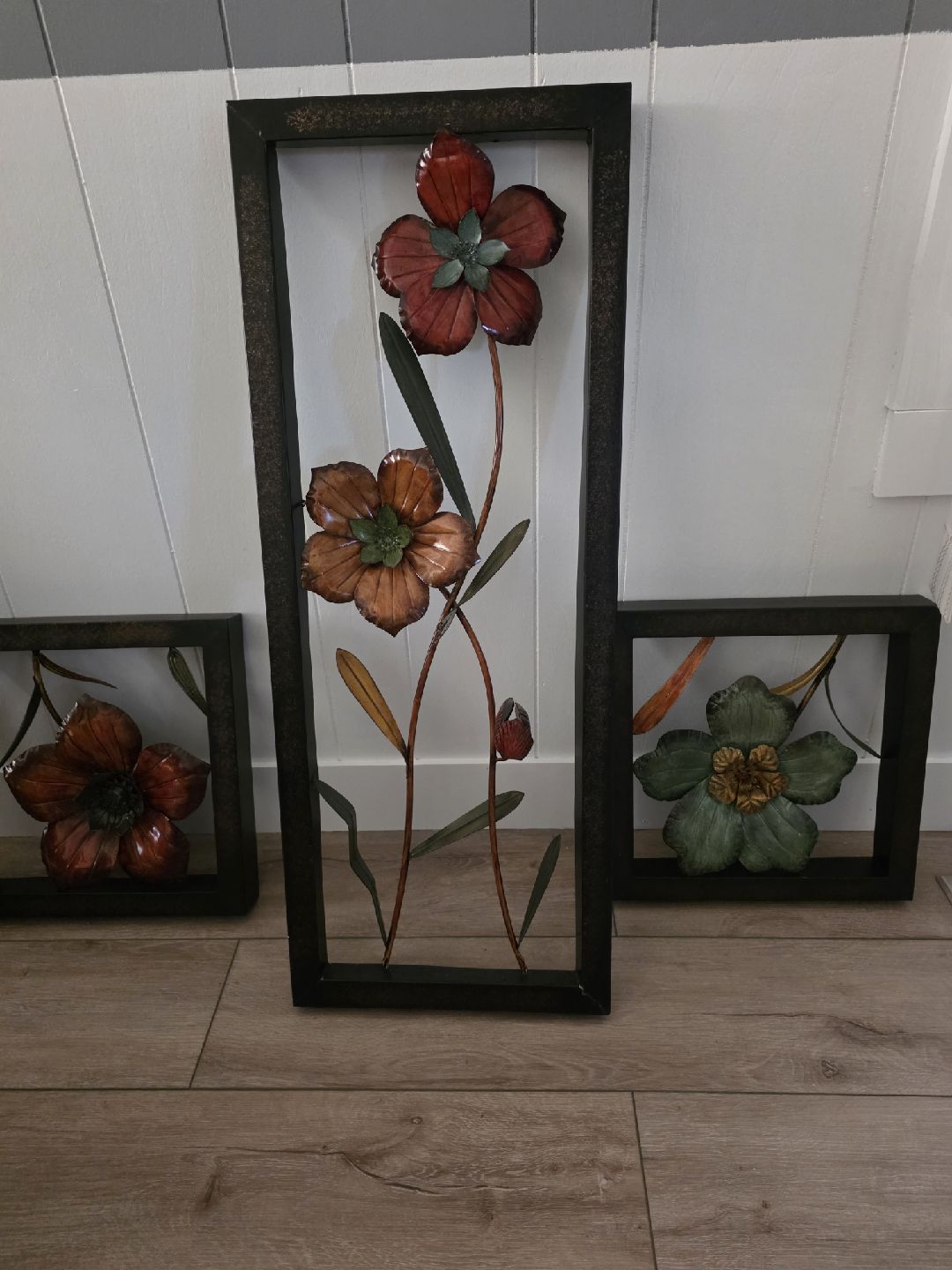 Metal Flower Wall Art - Set of 3