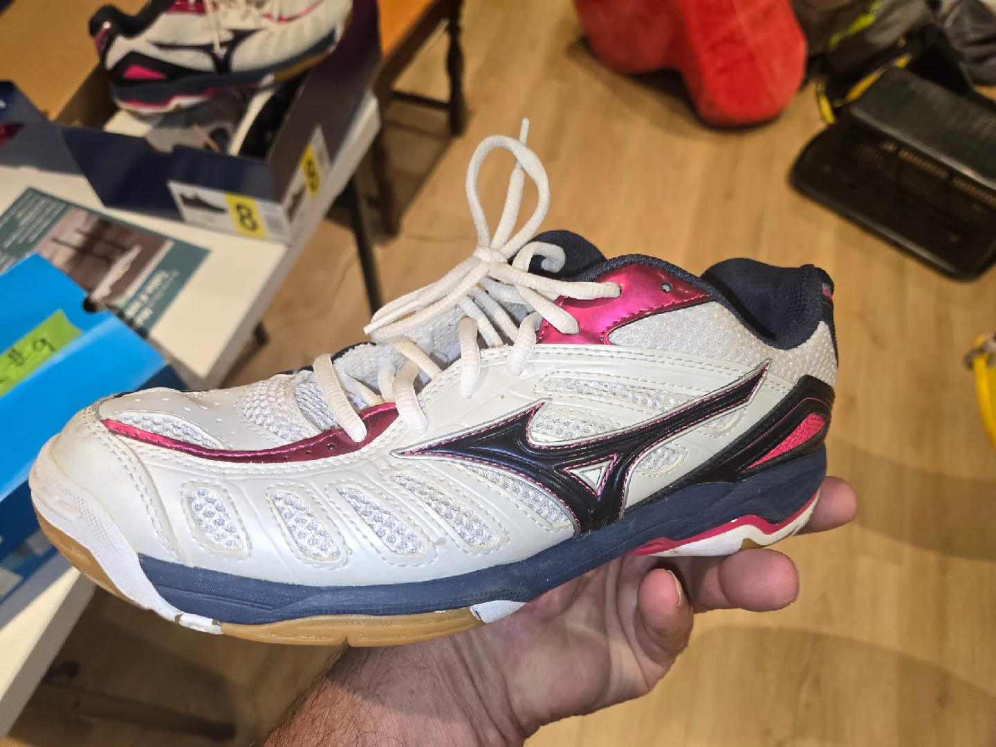 Womans Mizuno White & Pink Athletic Shoes image indicator(2)