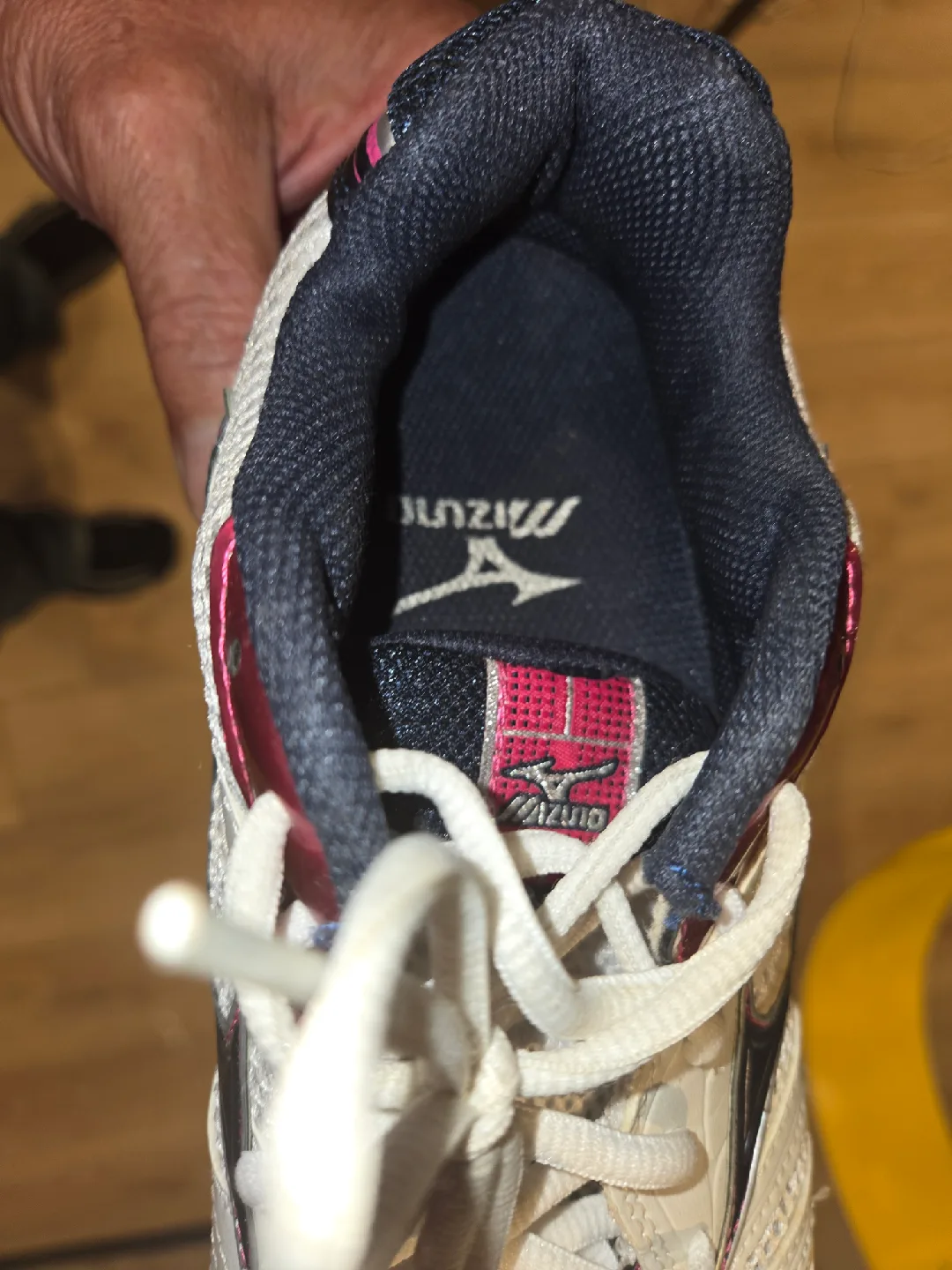 Womans Mizuno White & Pink Athletic Shoes image indicator(7)