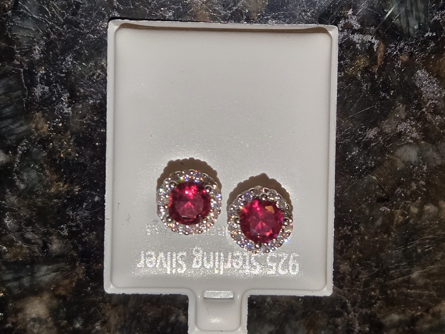 925 Sterling Silver red Stone Earrings - photo 3