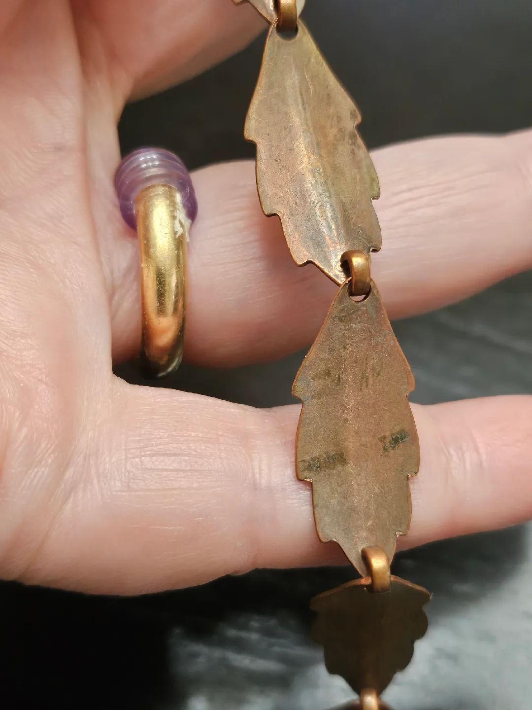 Vintage 3 different bracelets, copper and gold tone with coins image indicator(8)