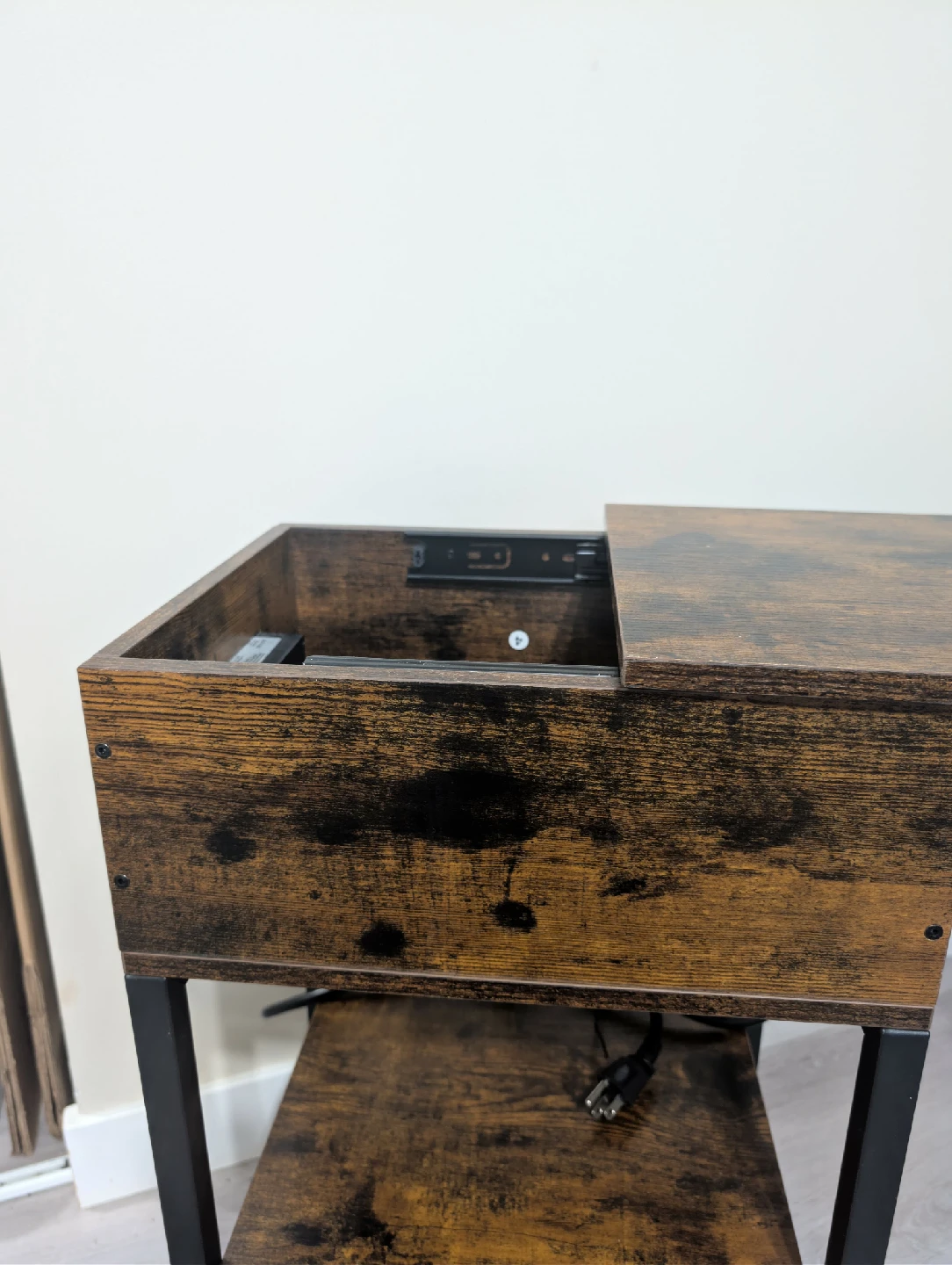 Wood & Metal Nightstand with USB Ports - photo 3