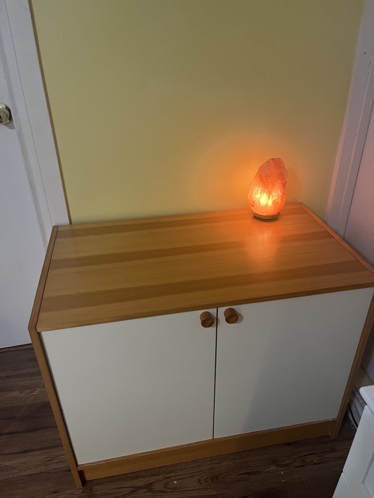 Wooden Cabinet with White Doors