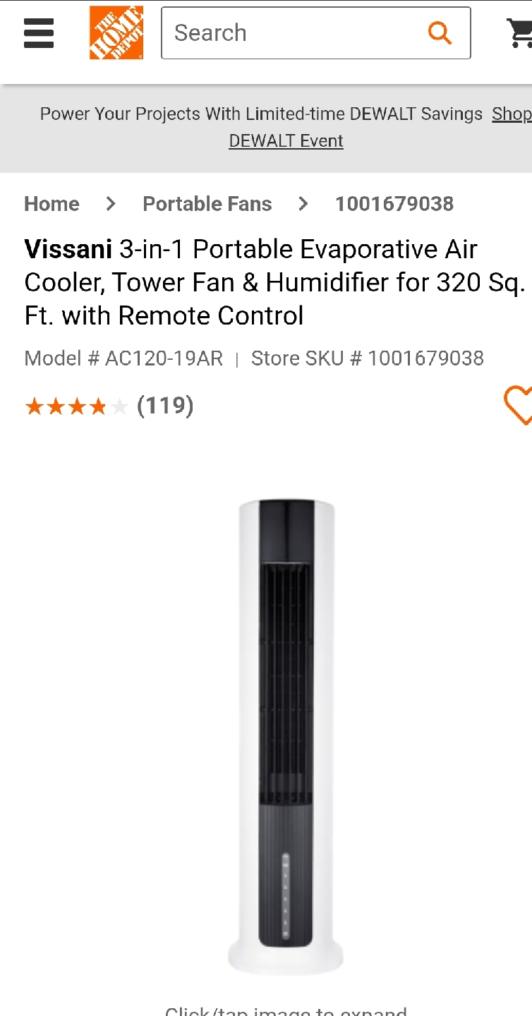 Vissani Portable Air Cooler, Tower Fan & Humidifier