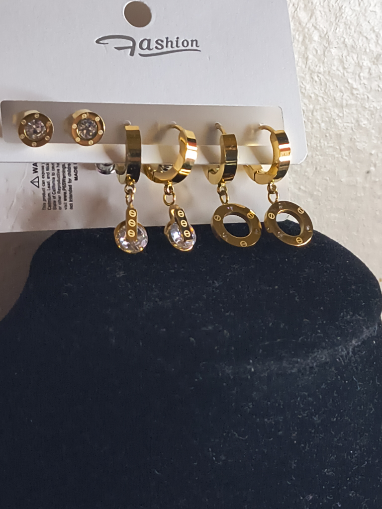 Fashion Gold Tone Earrings Set - photo 2